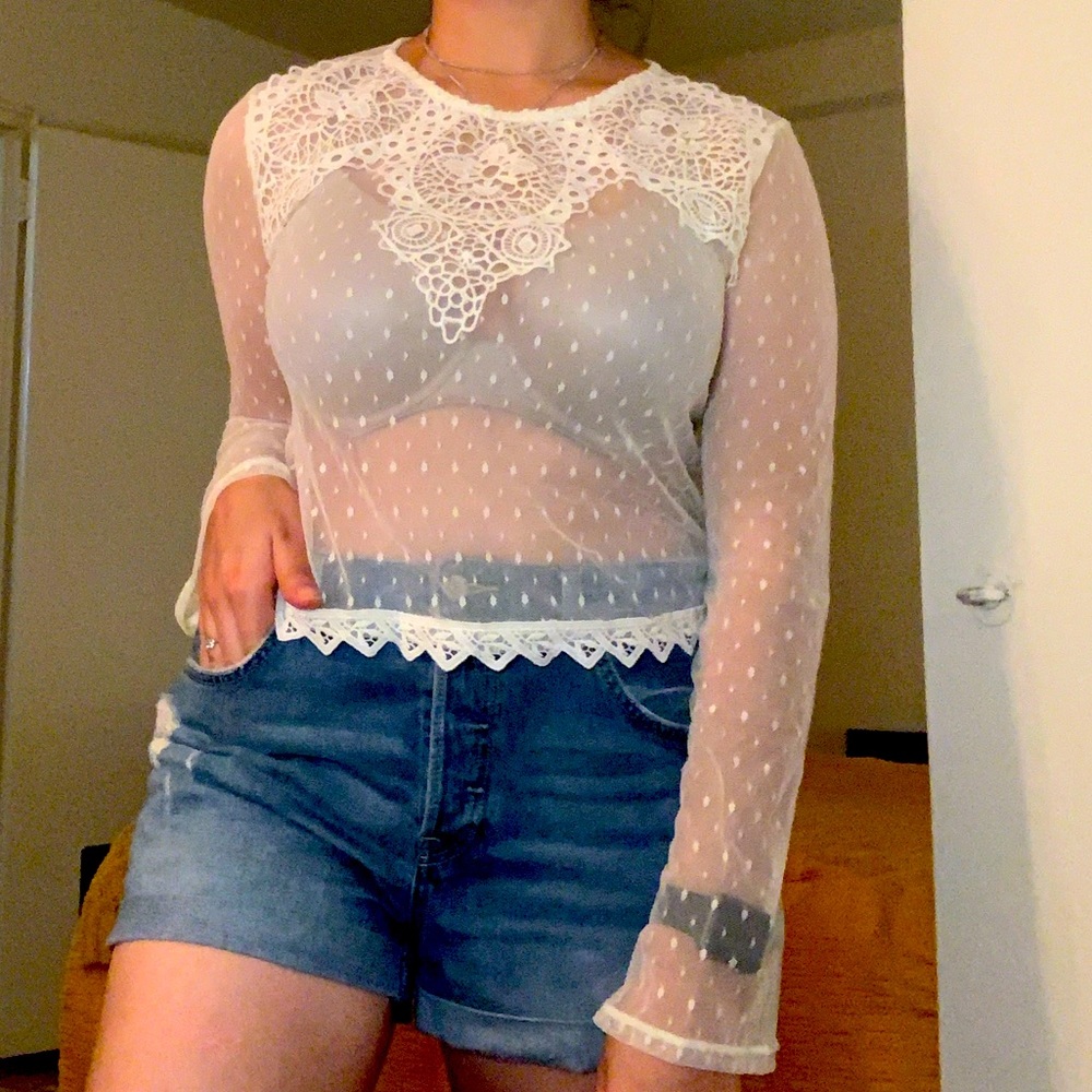 Long sleeve sheer top